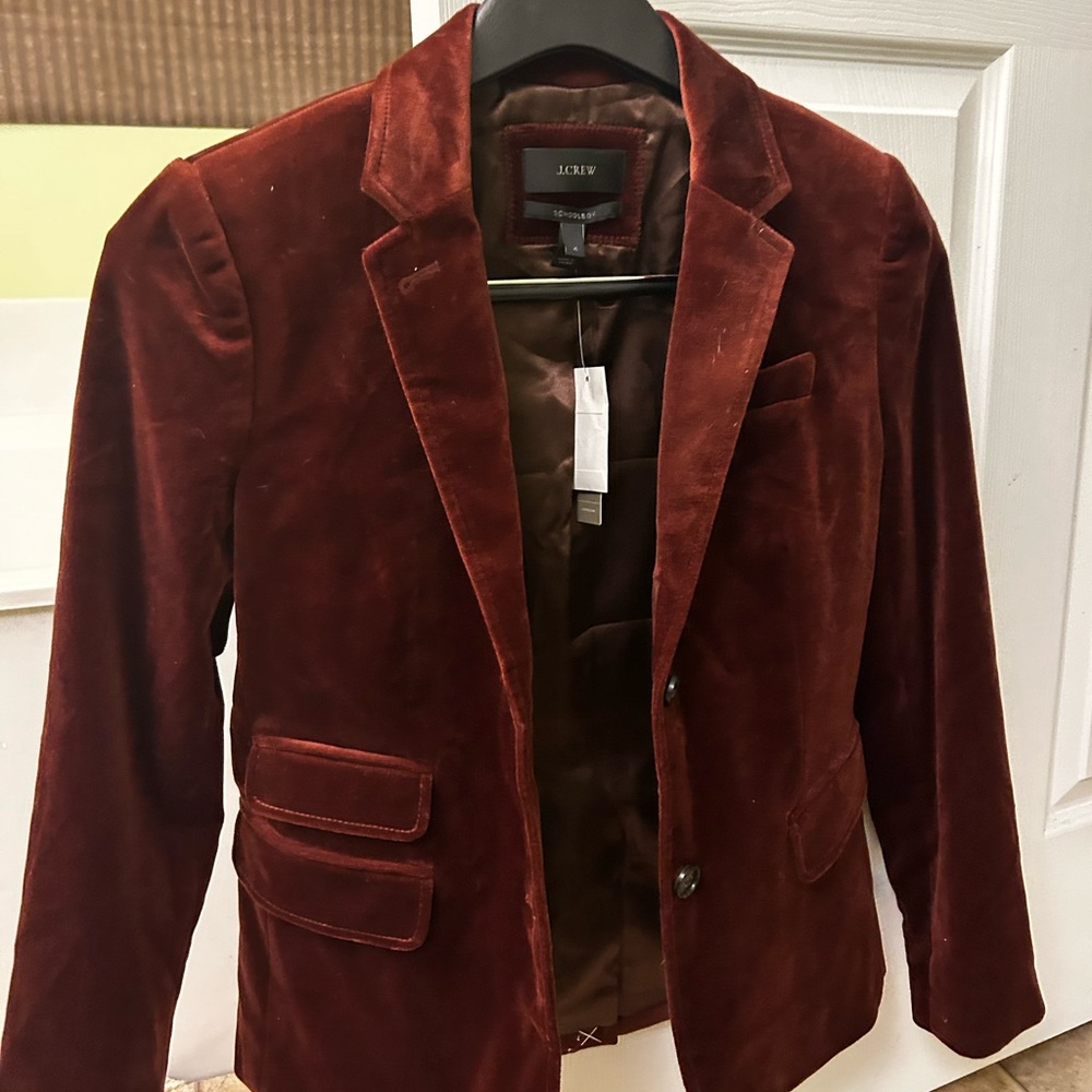 JCREW NWT brown velvet schoolboy blazer size 4